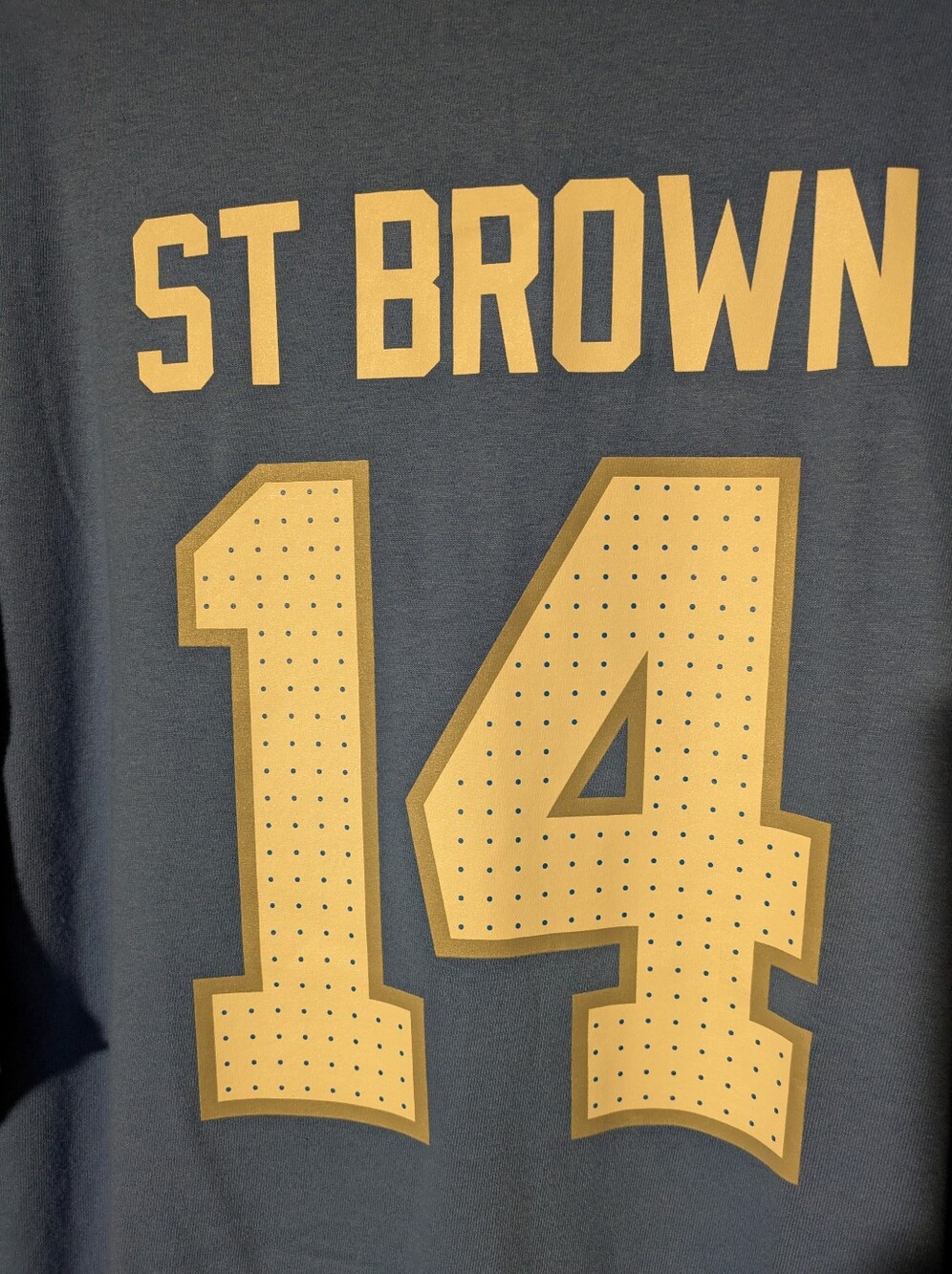 Amon-Ra ST. BROWN Detroit Lions Jersey #14 Men’s T-Shirt - Honolulu Blue XXL